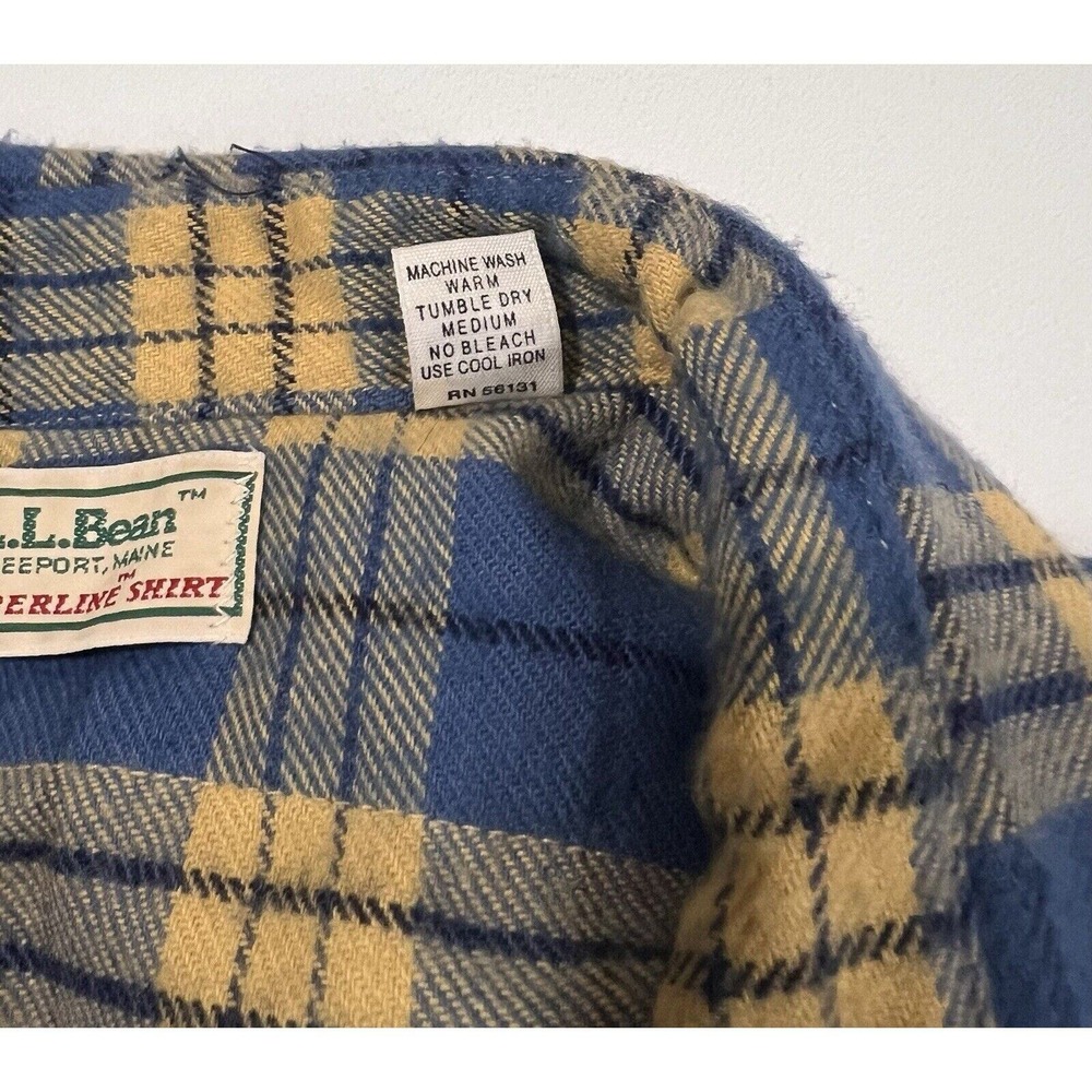 Vintage LL Bean Shirt Women 18 Flannel Timberline Freeport Main Blue‎ Button Up - Picture 5 of 5